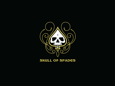 Skull Of Spades Logo Template branding design graphic label modern skull spades swirl vector vintage