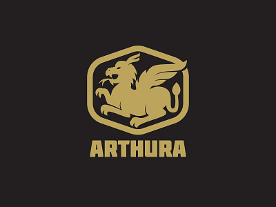 Arthura Logo Template animal arthura branding design dragon graphic lion shield vector wyvern