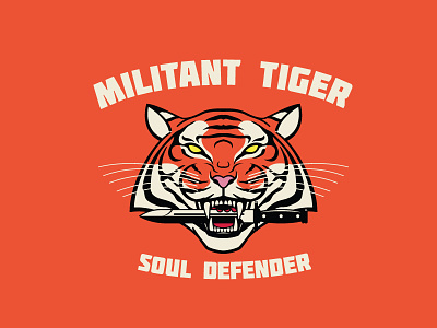 Militant Tiger Logo Template animal bayonet branding cat dagger defender knife militant soul tiger