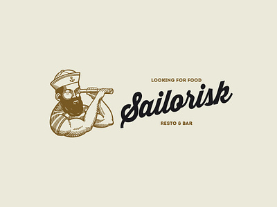 Sailorisk Logo Template aiming bar branding cafe company corporate design engraving graphic half tone modern monocular organization resto risk sailor vector vintage