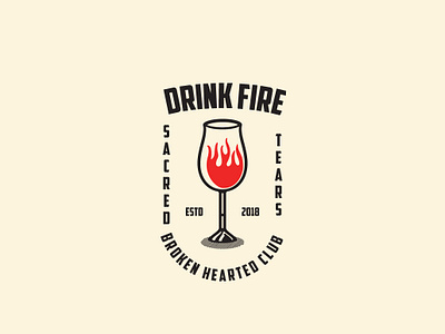 Drink Fire Logo Template branding brokenheart cafe company corporate design drink fire glass graphic martini modern organization shop vector vintage wine