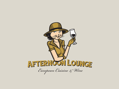 Afternoon Lounge Logo Template afternoon branding cafe cat company corporate cousine crosshatching design engraving graphic lounge modern organization shop vector vintage wine