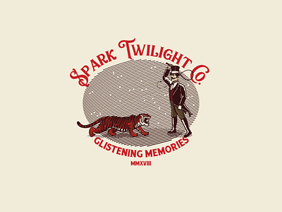 Spark Twilight Logo Template branding cafe circus company corporate crosshatcing design engraving graphic modern organization shop spark tiger twilight vector vintage wine