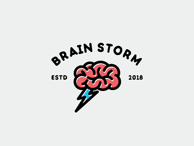 Brain Storm Logo Template bar brain branding cafe company creative design flash graphic idea lightning modern restaurant shop storm think vector vintage