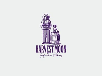 Harvest Moon Logo Template bar barrel branding cafe company design dog farm farmer grape graphic harvest modern moon restaurant shop vector vintage wine winery