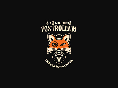 Foxtroleum Logo Template bar bawler hat branding cafe company dandy design fox foxtroleum graphic kulture modern restaurant retro shop sir suit vector vintage