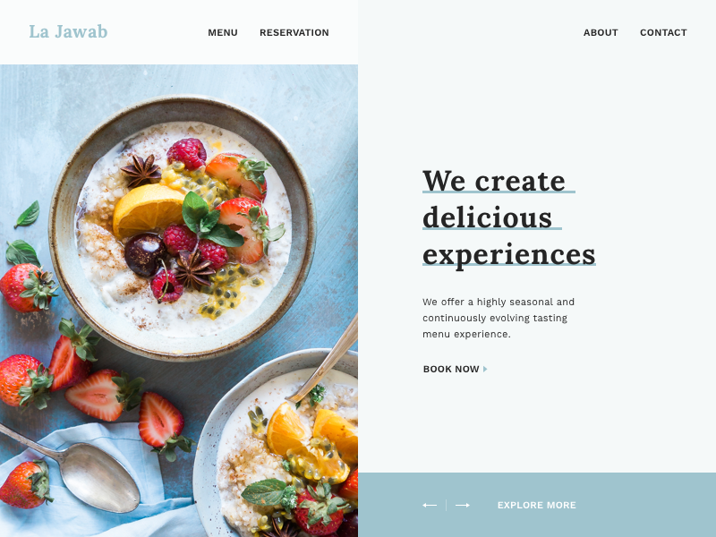 La Jawab Restaurant Landing Page Design studio reservation menu early access invision invision studio la jawab landing page restaurant