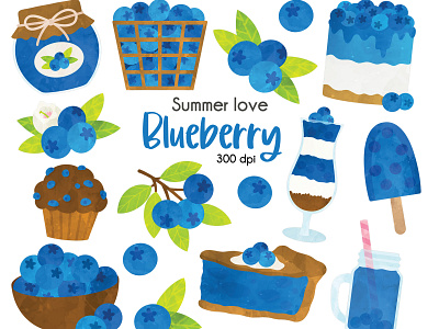 Blueberry Clip Art Set blueberry clip art clipart set illustration procreate