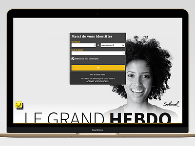 Le Grand Hebdo design in the browser login prototype web design
