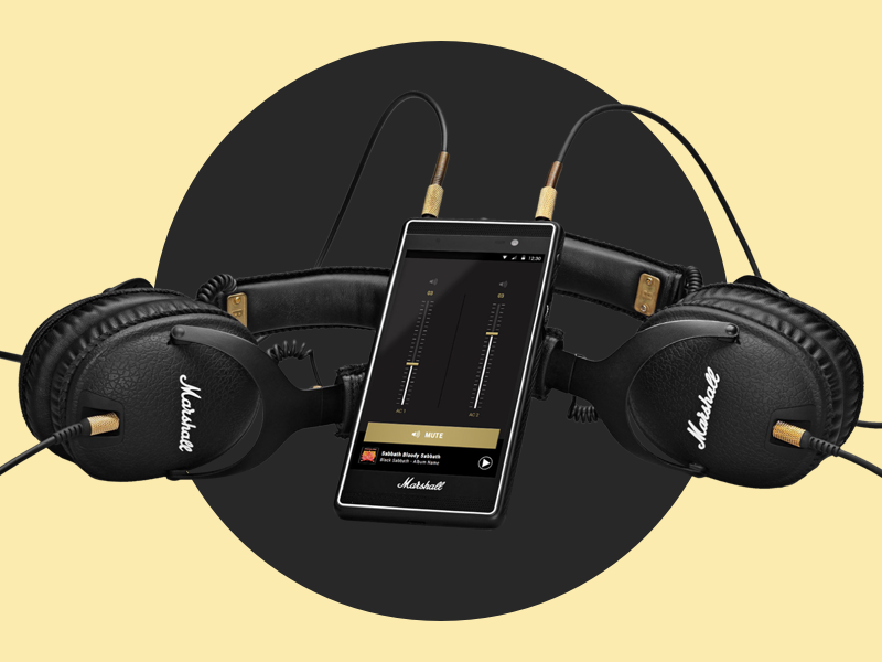 Volume Up music album concert yellow dark mode black equalizer headphones marshall music app google android hardware music volume