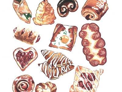 Pastries Painting food gouache illustration painting pastries