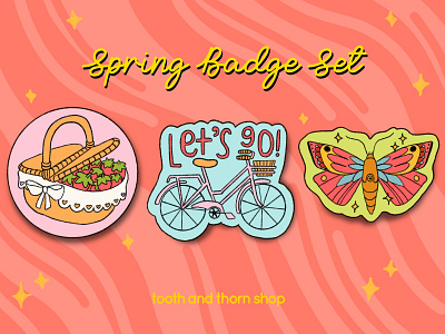 Spring Badge Set - Weekly Warm Up cute design illustration product design spring