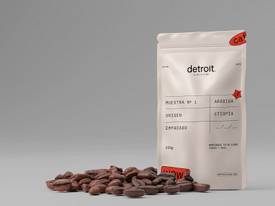 detroit. coffee bag branding design graphic design logo packaging typography