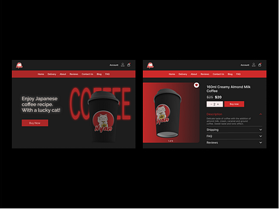 Coffee cat desktop ecommerce UI