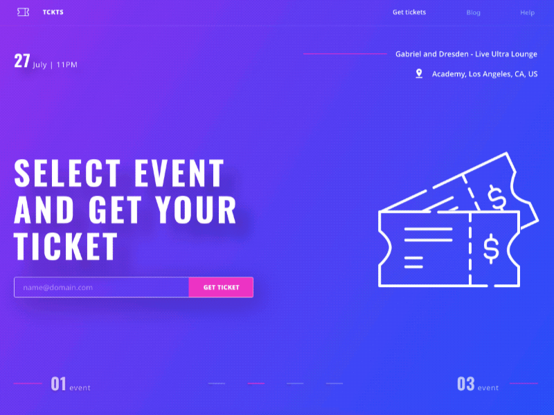 Ticket receiving flow - web app UI prototyping motion animation userinterface ui prototype interaction event madewithframer framerjs framer