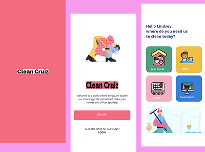 Clean Cruiz app design illustration ui ux