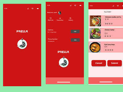 Food menu app design ui ux