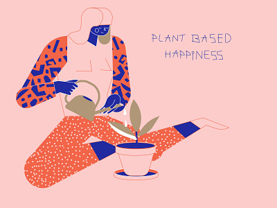 Plant based happiness character design illustration loretaisac motivationalquote plant illustration planting
