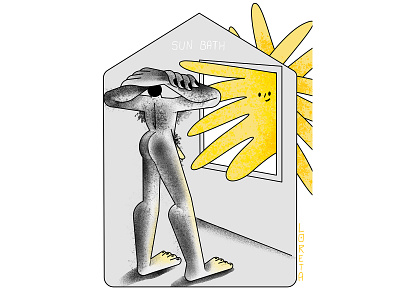 Sun Bath 2d bath character character design illustration loretaisac minimalist quarantine quarantine life sun
