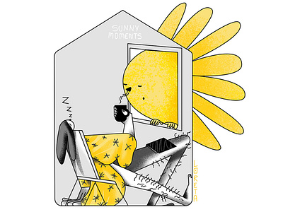 Sunny Moments character design coffeee illustration lazy loretaisac sun sunny yellow