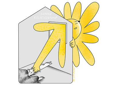 Sunny Relationship 2d character design illustration loretaisac minimalist mondays mornings sun sunny