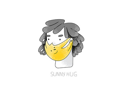 Sunny hug 2d character design illustration mask