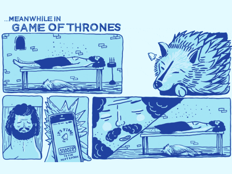 Game of thrones animation blue dead dreaming gameofthrones gif illustration jonshow loretaisac movies snooze wolf