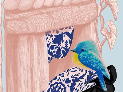 Portrait abstract bird blue hair hat illustration longhair portrait