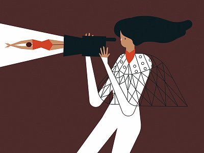 Female Director camera character design editorial film illustration minimalist woman