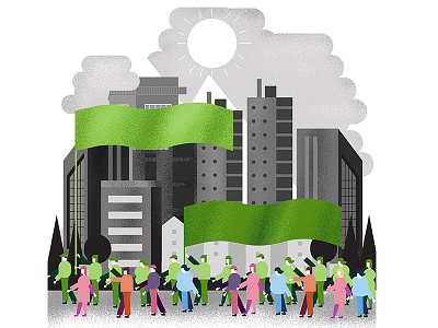 City 2d building character design city green grey illustration illustration art illustrator pollution strike town