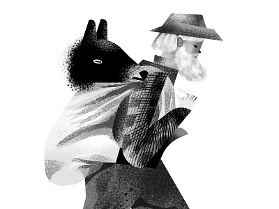Donkey 2d black and white blackwhite character design donkey illustration loretaisac oldman