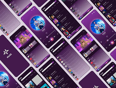 MUSE - Music Player App adobe android ui design app design figma ios ui design mobile ui design music app music player music player app design music ui screen photoshop ui screens ui ux design user experience user interface