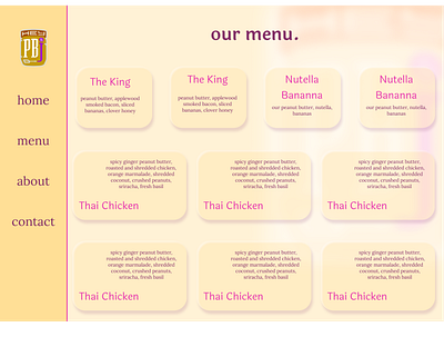 Hey PB&J Menu branding design figma product design ui ux web design website design