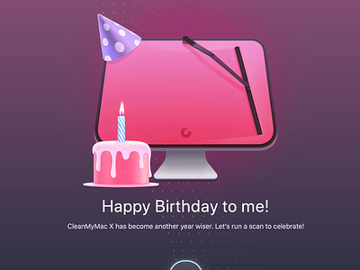 CleanMyMac X anniversary animation animation app birthday birthday cake cmm cmmx desktop fire icon illustration mac macpaw smoke