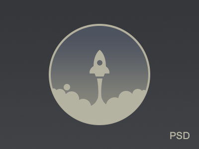 Rocket Icon Freebie PSD By Alex Pronsky download flat free hipster icon illustration photoshop psd sky source space vintage