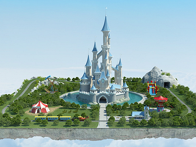 Landscape with Castle  3D Visualisation