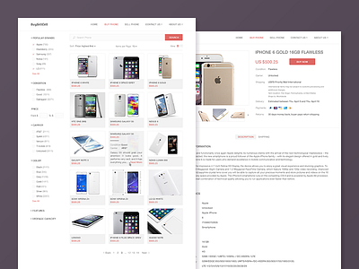 Buy Sell Cell Phones Product List, Product details Web Pages buy cell clean commerce flat interface mobile sell shop site ui web