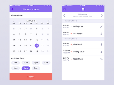 'Done' iPhone App Concept 3 more screens calendar find flat interface ios iphone local professional schedule time ui ux
