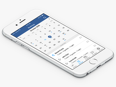 Bookings list view for Pulse IOS app