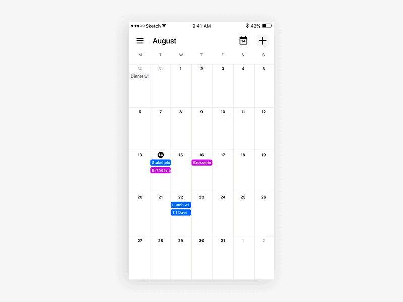 Calendar pinch zoom concept agenda app calendar day gesture ios month prototype week zoom