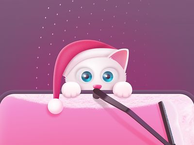Santa kitten for CleanMyMac X Christmas illustration