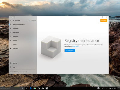 Unused CleanMyPC fluent design concept Light/Dark scheme