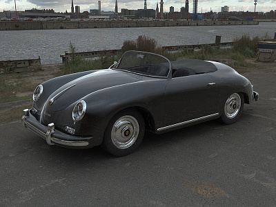 Porsche 356 3D Rendering 3d max cabrio hdri old porche porshe retro car sport vintage vray