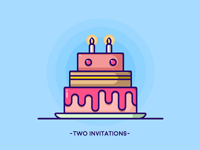 Two Invitations cake dribbble illustration invitations
