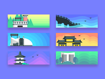 scenic spot illustration bridge building city illustration river scenic spot sky tower tree uni