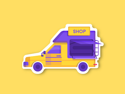 Shop-car sticker car illustration shop sticker yellow