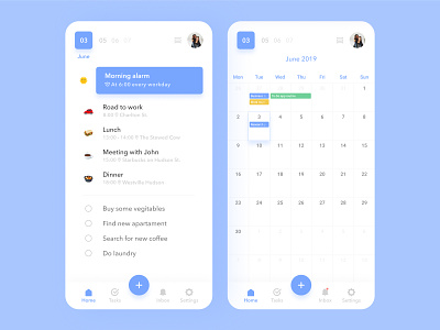 To-Do application (Calendar & Tasks Planner) blue calendar minimal mobile tasks ui ux web