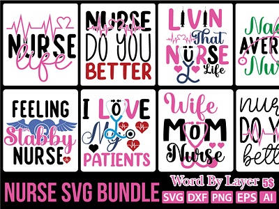 NURSE SVG BUNDLE ai design dxf eps graphic design illustration logo png svg