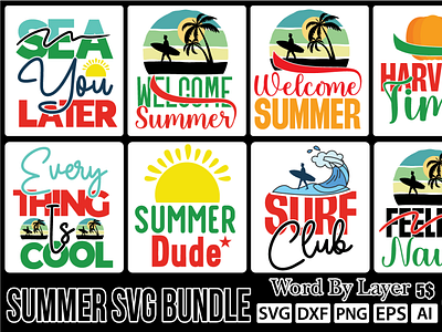 SUMMER SVG BUNDLE ai design dxf eps graphic design illustration logo png summer svg bundle svg
