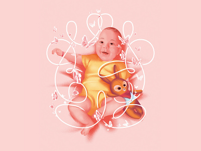 Vera baby bunny character design cute design digital digitalart family icon illustration linework logo pink portrait